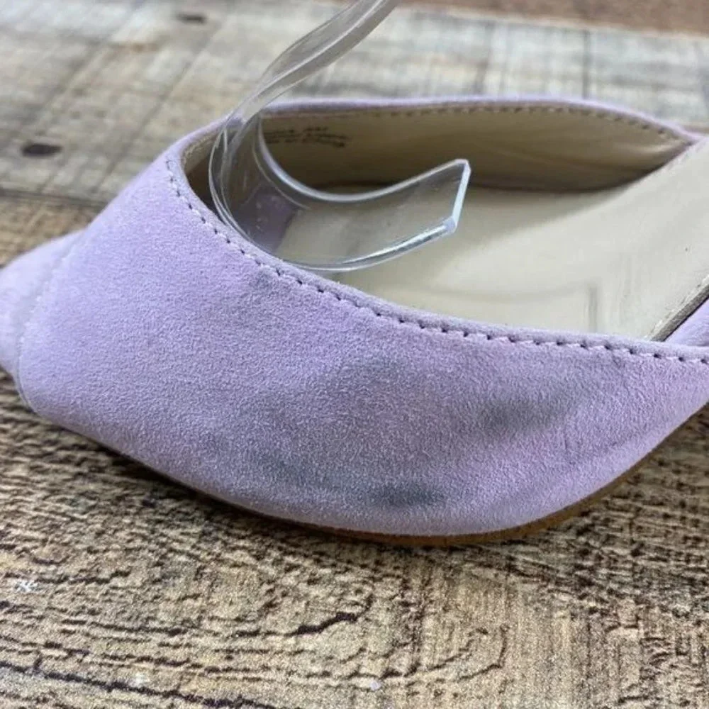 Botkier‎ New York Purple Suede Leather Tassel Slingback Heel Womens 8 Peep Toe